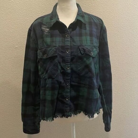 Forever 21 Distressed Flannel Long Sleeve Size Medium - Picture 1 of 2